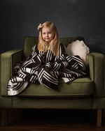 Load image into Gallery viewer, Black &amp; Cream Stripes Throw Blanket
