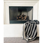 Load image into Gallery viewer, Black &amp; Cream Stripes Blanket
