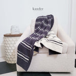 Load image into Gallery viewer, Navy Blue and Cream Stripes Blanket
